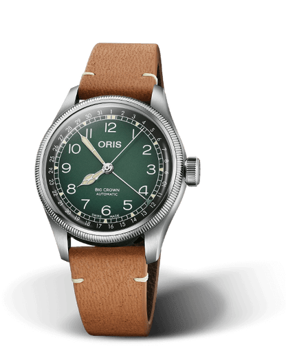 Oris X Cervo Volante Big Crown Pointer Date Green Dial  Stainless Steel Mens Watch