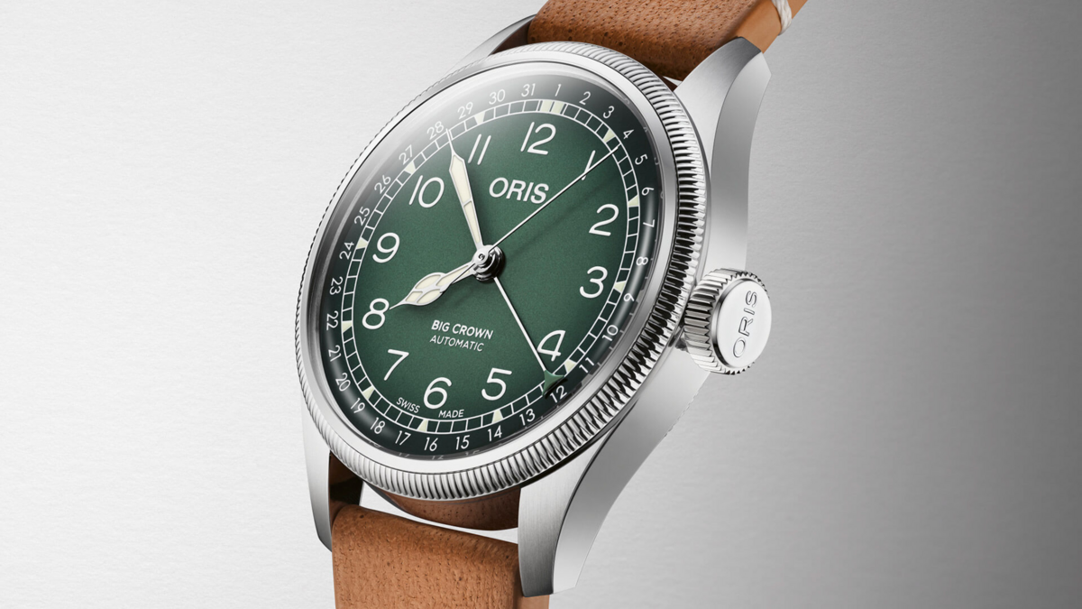 Oris X Cervo Volante Big Crown Pointer Date Green Dial  Stainless Steel Mens Watch