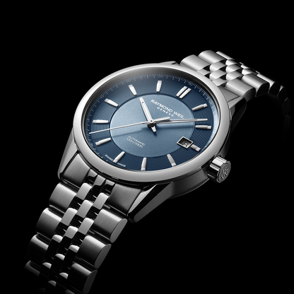 Raymond Weil Freelancer Blue Dial Stainless Steel Mens Watch 38mm 2771-ST-50051