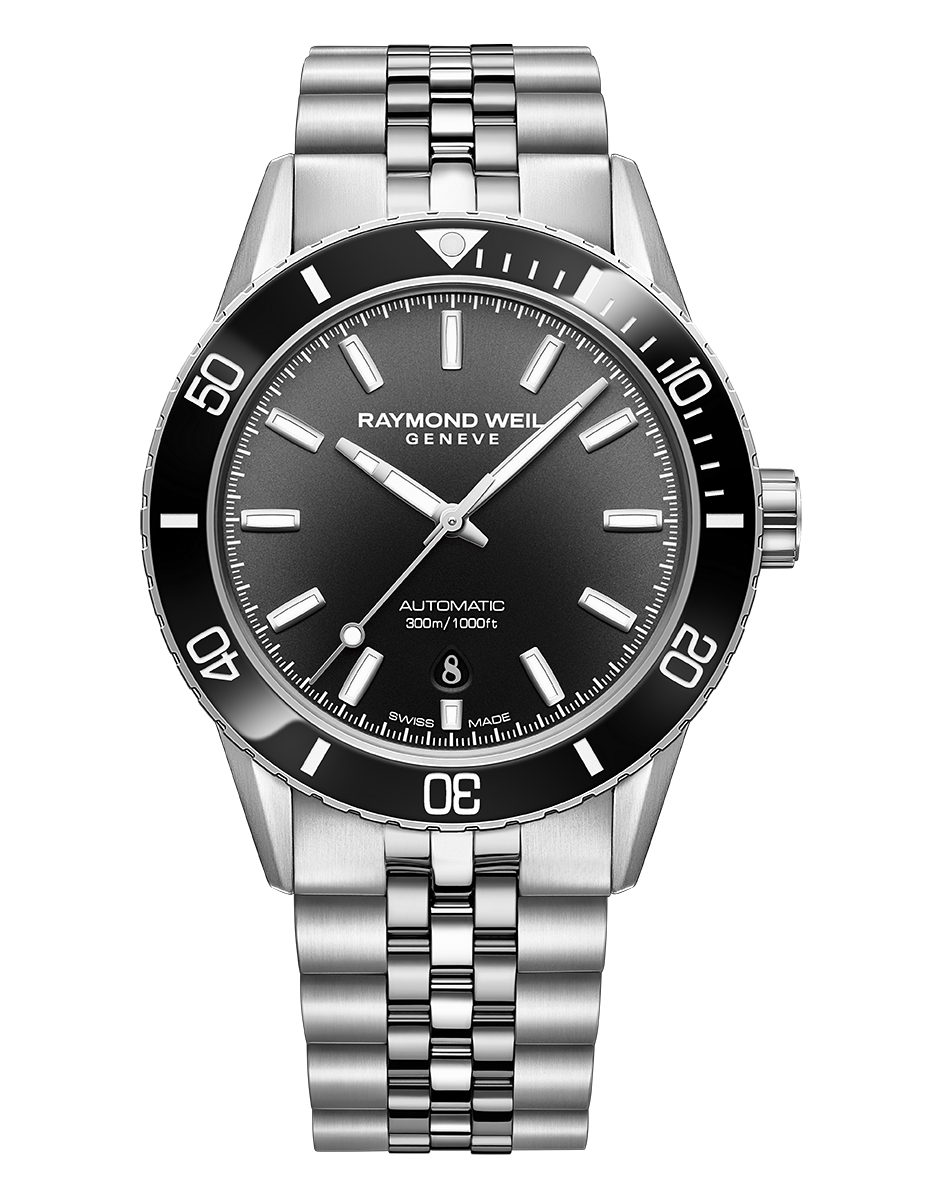 Raymond Weil Freelancer Gradient Black Dial Stainless Steel Mens Watch 2775-ST1-20051