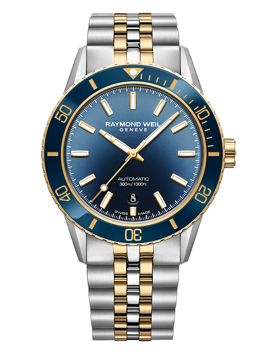 Raymond Weil Freelancer Gradient Blue Dial Two Tone Mens Watch 2775-SP3-50051