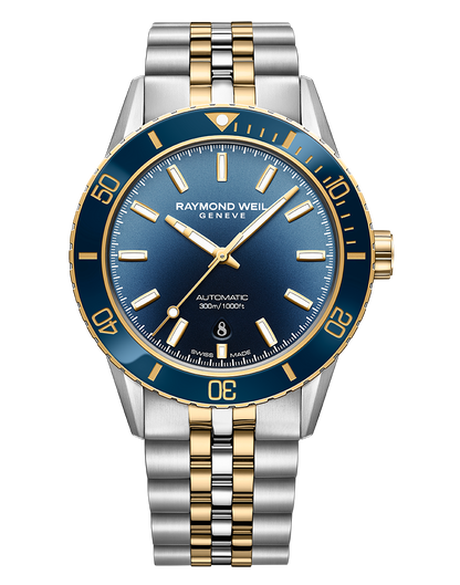 Raymond Weil Freelancer Gradient Blue Dial Two Tone Mens Watch 2775-SP3-50051