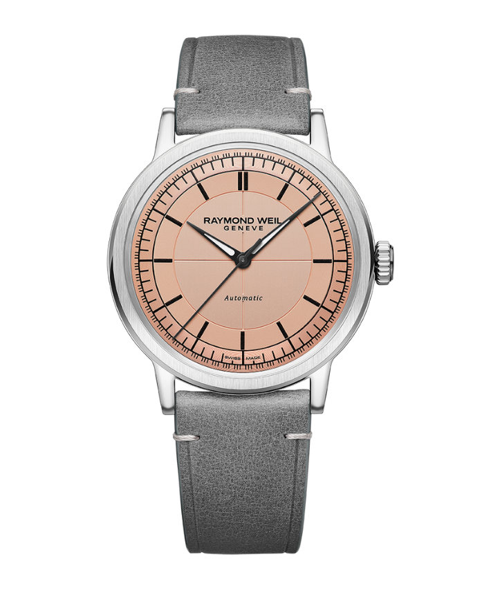 Raymond Weil Millesime Pink Sector Dial Stainless Steel Mens Watch 2925-STC-80001
