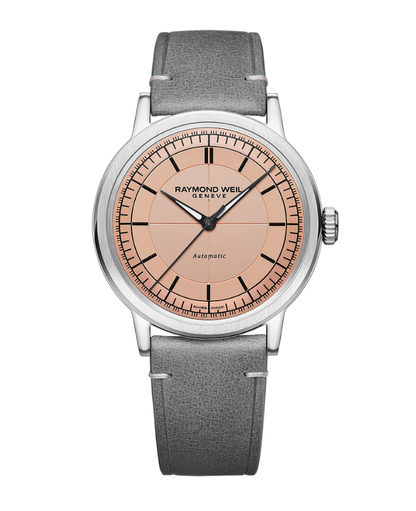 Raymond Weil Millesime Pink Sector Dial Stainless Steel Mens Watch 2925-STC-80001