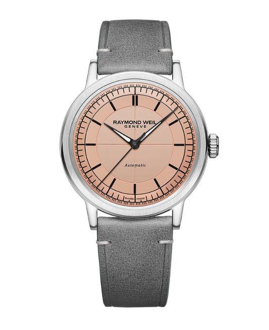 Raymond Weil Millesime Pink Sector Dial Stainless Steel Mens Watch 2925-STC-80001