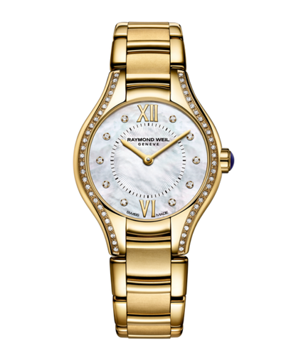 Raymond Weil Noemia Mother of Pearl Dial Diamond Set PVD Gold Plated Womens Quartz Watch 24mm 5124-PS-00985