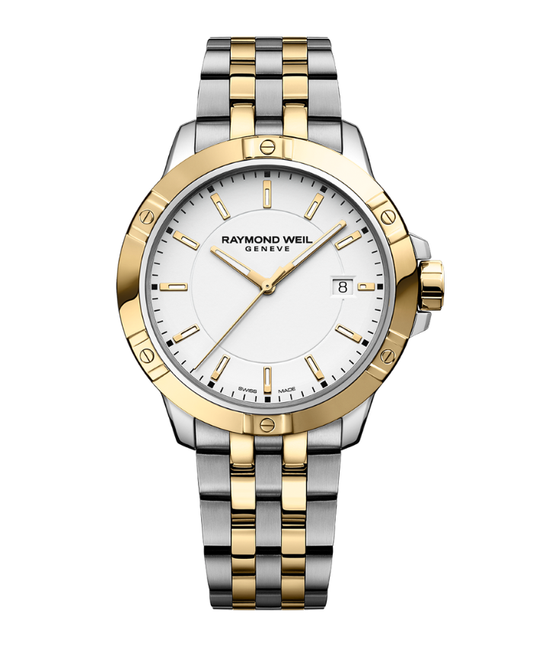 Raymond Weil Tango White Dial Two Tone Mens Quartz Watch 8160-STP-30041