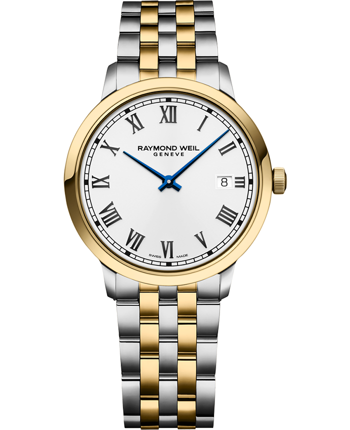 Raymond Weil Toccata White Dial Two Tone Mens Quartz Watch 39mm 5485-STP-00359