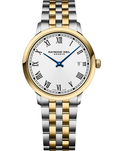Raymond Weil Toccata White Dial Two Tone Mens Quartz Watch 39mm 5485-STP-00359