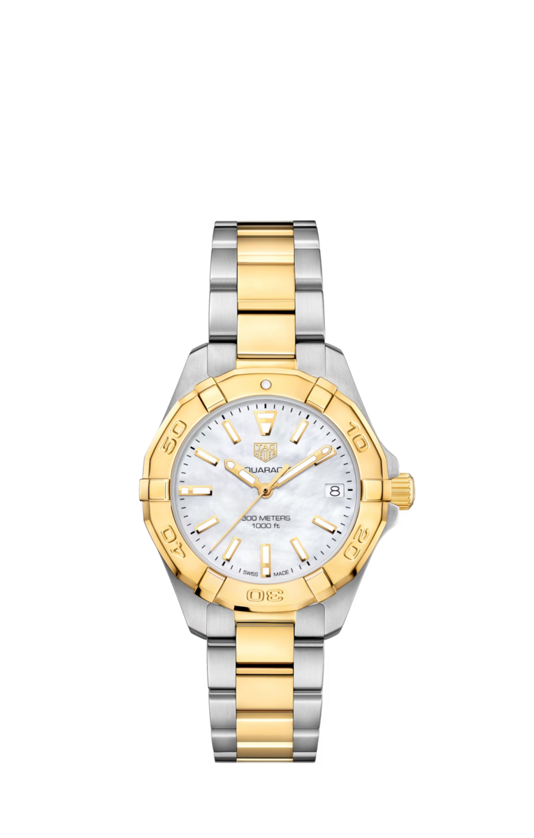 TAG Heuer Aquaracer Lady Mother of Pearl Dial Two Tone Womens Quartz Watch WBD1320.BB0320