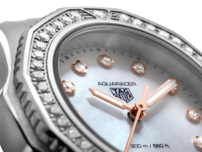 TAG Heuer Aquaracer Professional 200 Mother of Pearl Dial Stainless Steel Diamond Set Womens Quartz Watch WBP1451.BA0622