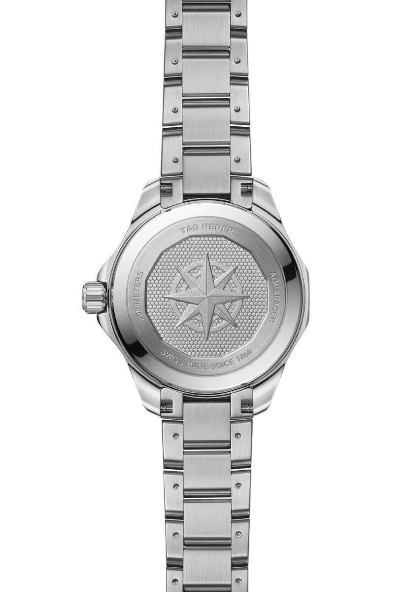 TAG Heuer Aquaracer Professional 200 Solargraph Stainless Steel Diamond Set Pink Dial Womens Quartz 34mm Watch WBP1318.BA0005