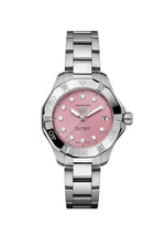 TAG Heuer Aquaracer Professional 200 Solargraph Stainless Steel Diamond Set Pink Dial Womens Quartz 34mm Watch WBP1318.BA0005
