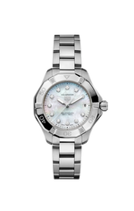 TAG Heuer Aquaracer Professional 200 Solargraph Stainless Steel Mother of Pearl Diamond Set Dial Womens Quartz 34mm Watch WBP1313.BA0005