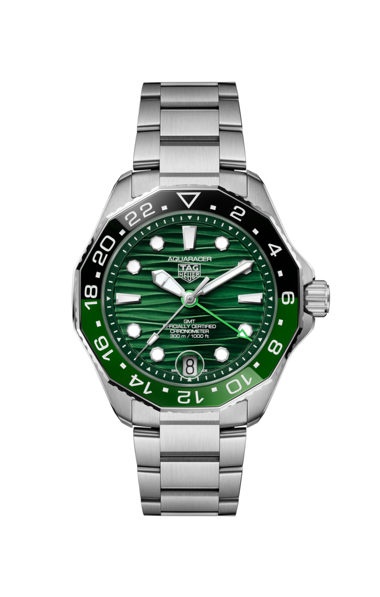 TAG Heuer Aquaracer Professional 300 GMT Green Dial Stainless Steel Mens Watch  WBP5115.BA0013