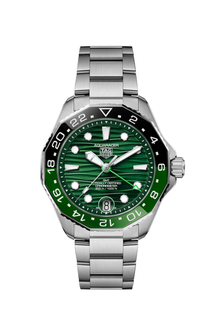 TAG Heuer Aquaracer Professional 300 GMT Green Dial Stainless Steel Mens Watch  WBP5115.BA0013