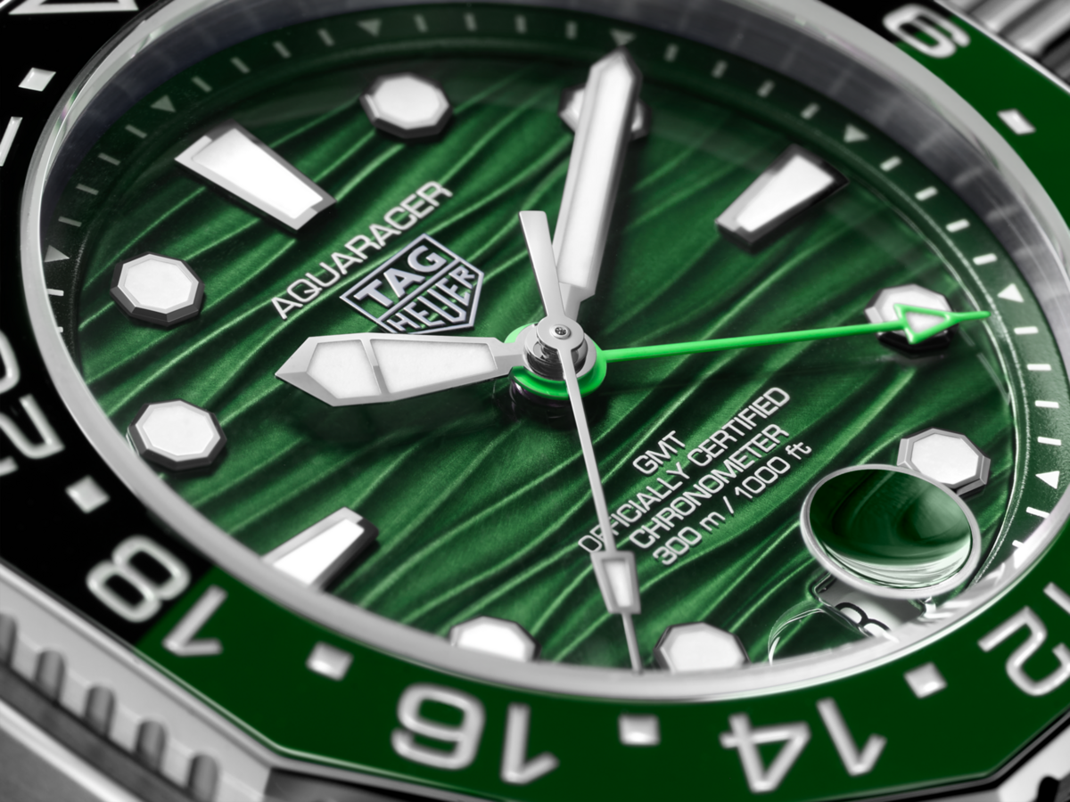 TAG Heuer Aquaracer Professional 300 GMT Green Dial Stainless Steel Mens Watch  WBP5115.BA0013
