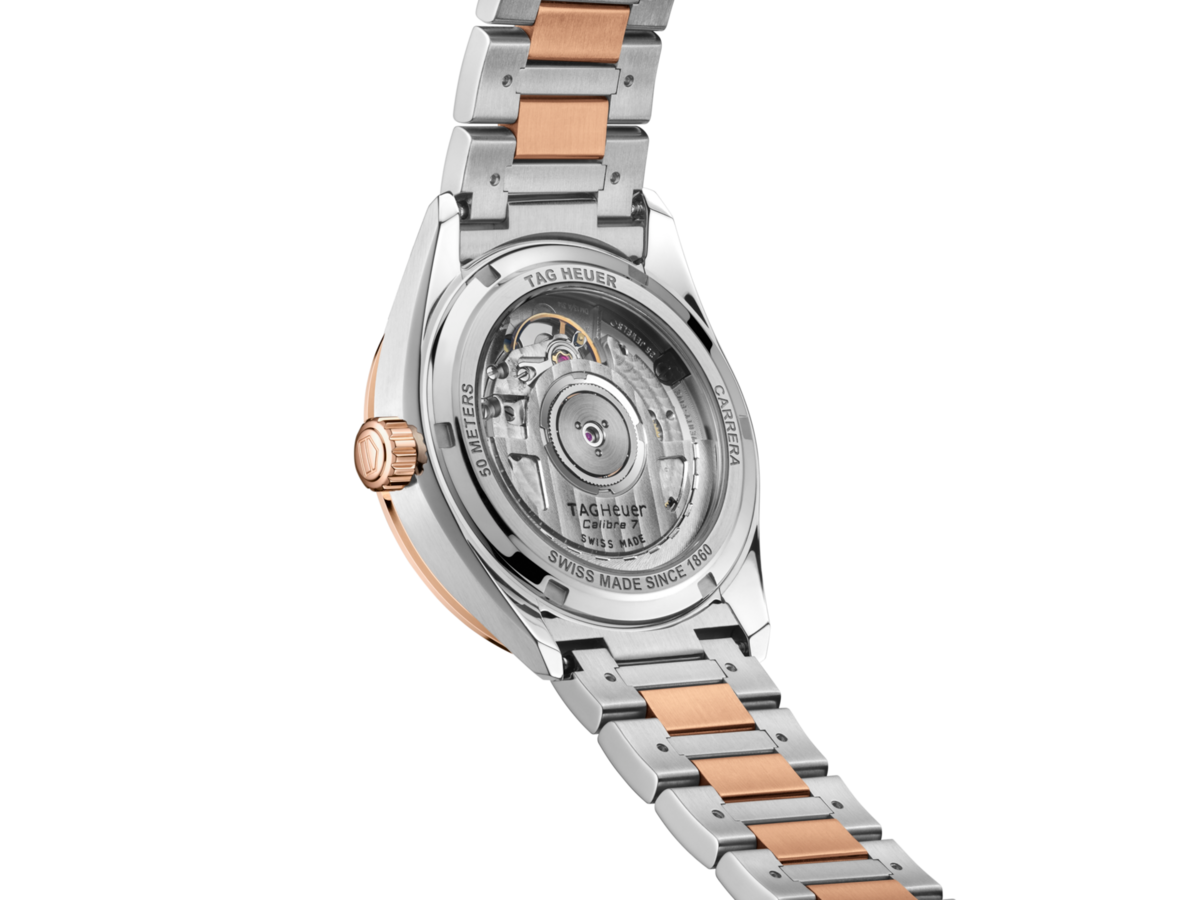 TAG Heuer Carrera Calibre 7 Mother of Pearl Dial Diamond Set Two Tone Womens Watch WBN2351.BD0000