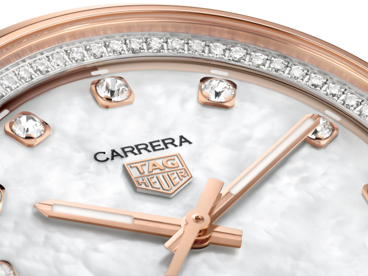 TAG Heuer Carrera Calibre 7 Mother of Pearl Dial Diamond Set Two Tone Womens Watch WBN2351.BD0000