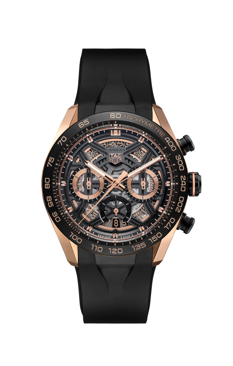 TAG Heuer Carrera Chronograph Extreme Sport Black Skeleton Dial Rose Gold &  DLC Titanium Mens Chronograph Watch  CBU2050.FT6273