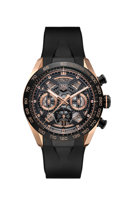 TAG Heuer Carrera Chronograph Extreme Sport Black Skeleton Dial Rose Gold &  DLC Titanium Mens Chronograph Watch  CBU2050.FT6273