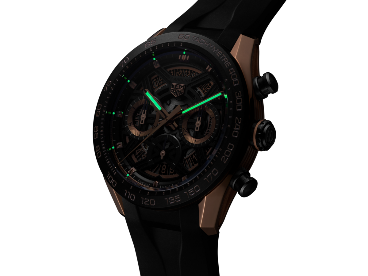 TAG Heuer Carrera Chronograph Extreme Sport Black Skeleton Dial Rose Gold &  DLC Titanium Mens Chronograph Watch  CBU2050.FT6273