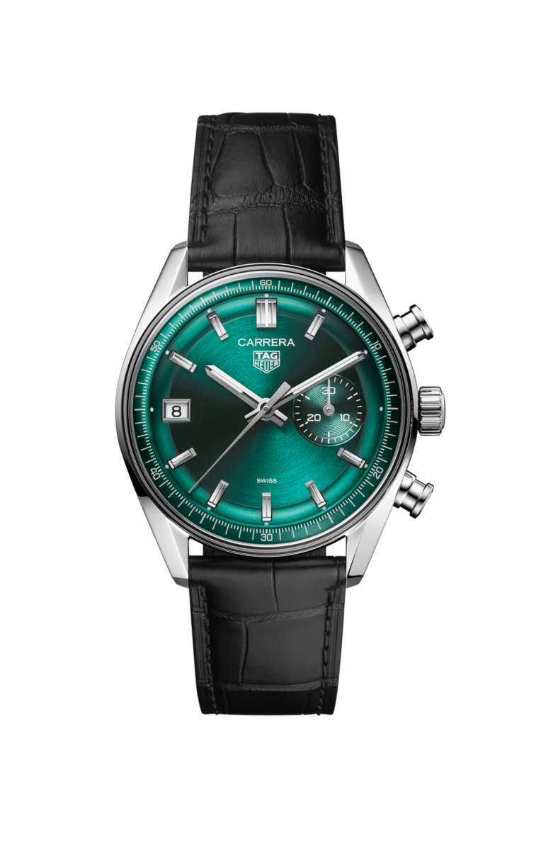TAG Heuer Carrera DATO Teal Green Dial Stainless Steel Mens Chronograph Watch CBS2211.FC6545