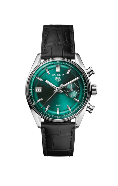 TAG Heuer Carrera DATO Teal Green Dial Stainless Steel Mens Chronograph Watch CBS2211.FC6545