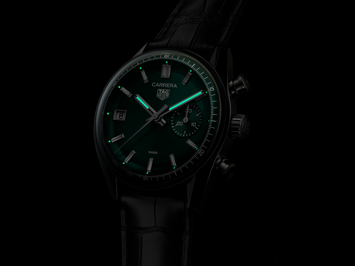 TAG Heuer Carrera DATO Teal Green Dial Stainless Steel Mens Chronograph Watch CBS2211.FC6545