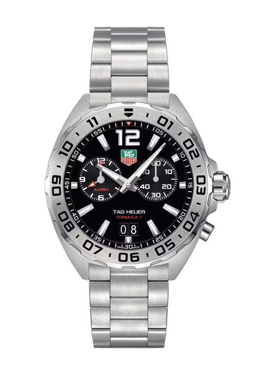 TAG Heuer Formula 1 Black Dial Alarm Stainless Steel Mens Quartz Alarm Watch WAZ111A.BA0875