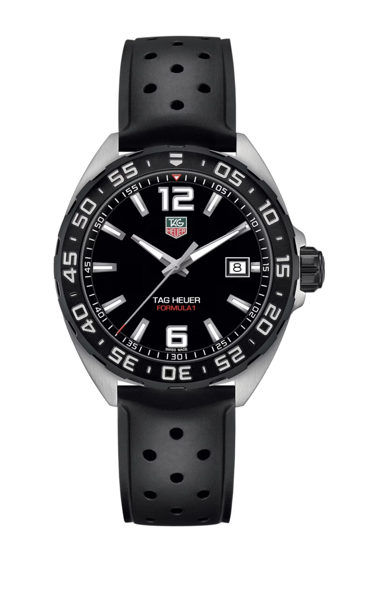 TAG Heuer Formula 1 Black Dial Stainless Steel Rubber Strap Mens Quartz Watch WAZ1110.FT8023