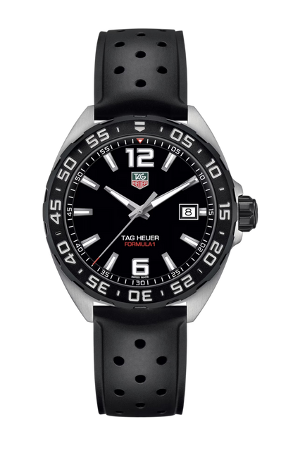 TAG Heuer Formula 1 Black Dial Stainless Steel Rubber Strap Mens Quartz Watch WAZ1110.FT8023