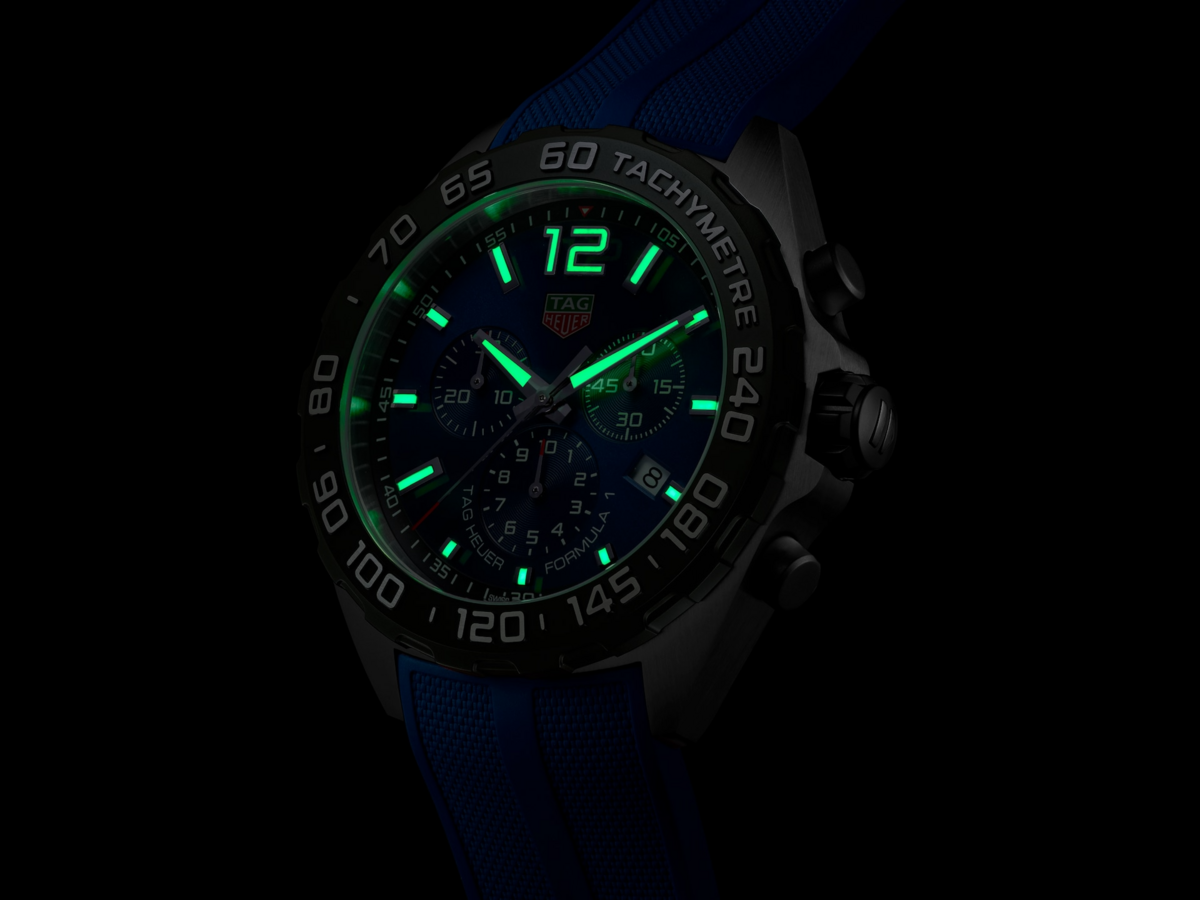 TAG Heuer Formula 1 Blue Dial Stainless Steel Rubber Strap Mens Quartz Chronograph Watch CAZ101AV.FT8077