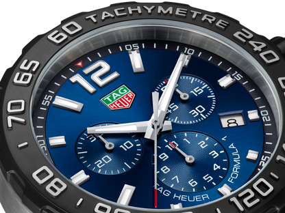 TAG Heuer Formula 1 Blue Dial Stainless Steel Rubber Strap Mens Quartz Chronograph Watch CAZ101AV.FT8077