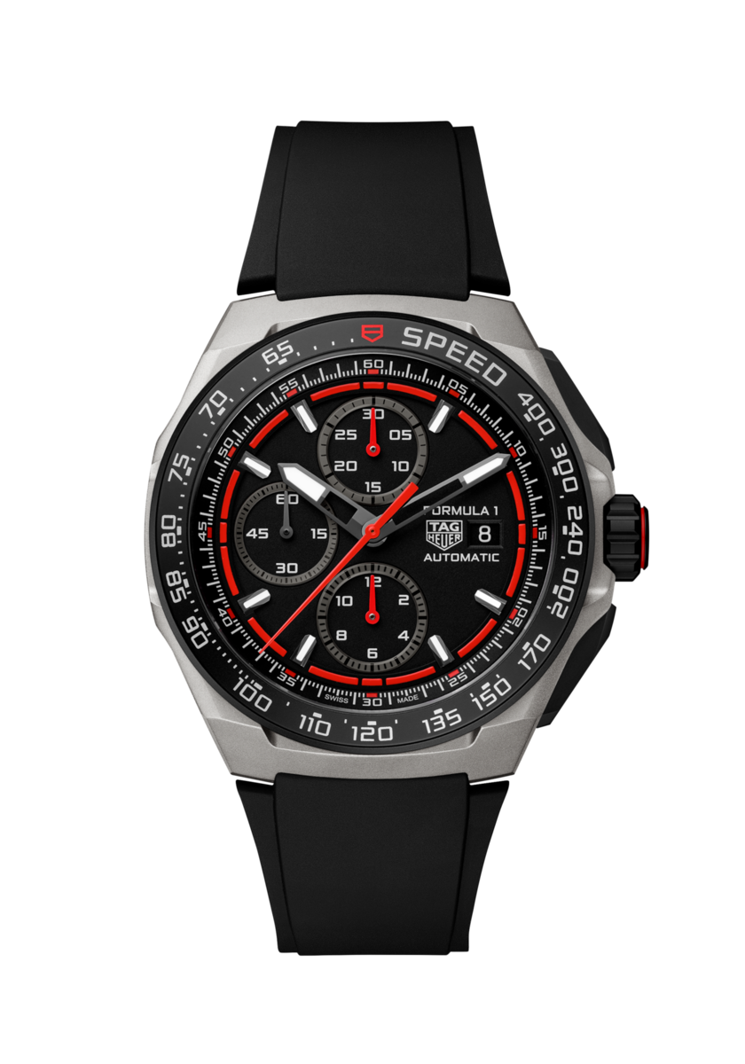 TAG Heuer Formula 1 Calibre 16 Automatic Black & Red Dial Titanium Mens Chronograph Watch CBZ2082.FT8096