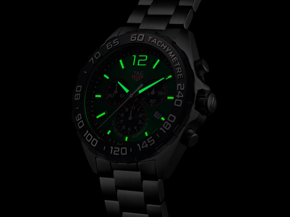 TAG Heuer Formula 1 Green Dial Stainless Steel Mens Quartz Chronograph Watch CAZ101AP.BA0842