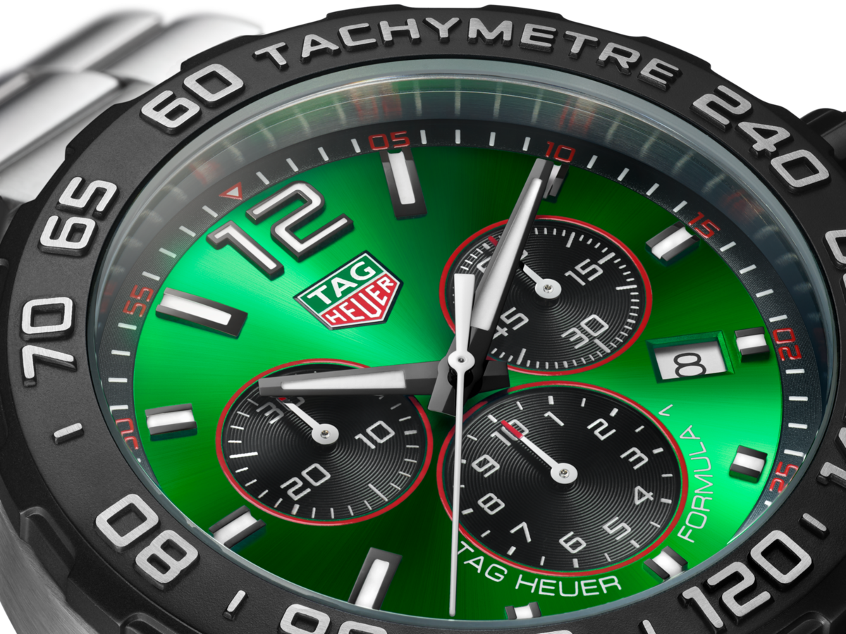 TAG Heuer Formula 1 Green Dial Stainless Steel Mens Quartz Chronograph Watch CAZ101AP.BA0842