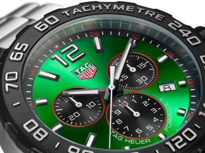 TAG Heuer Formula 1 Green Dial Stainless Steel Mens Quartz Chronograph Watch CAZ101AP.BA0842