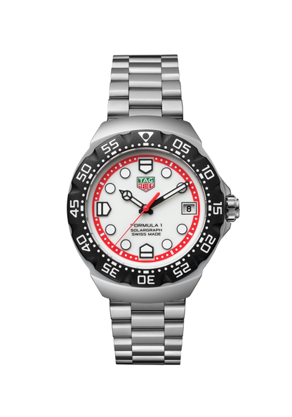 TAG Heuer Formula 1 Solargraph White Dial Stainless Steel Quartz Watch WBY1111.BA0042