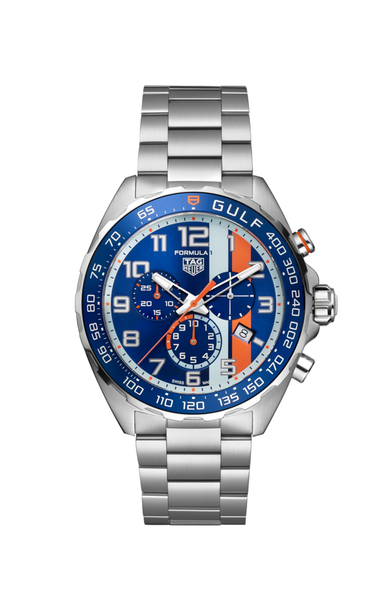 TAG Heuer Formula 1 X Gulf Special Edition Stainless Steel Mens Quartz Chronograph Watch CAZ101AT.BA0842