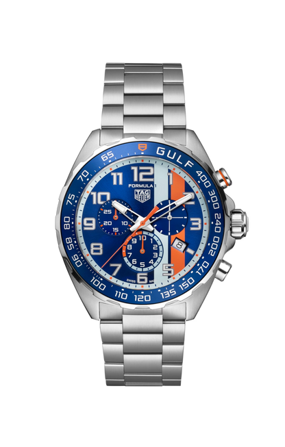 TAG Heuer Formula 1 X Gulf Special Edition Stainless Steel Mens Quartz Chronograph Watch CAZ101AT.BA0842