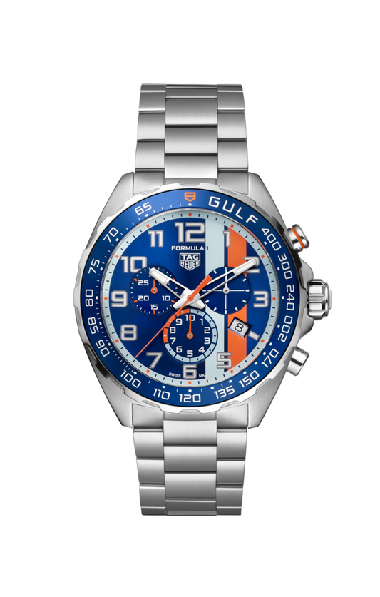 TAG Heuer Formula 1 X Gulf Special Edition Stainless Steel Mens Quartz Chronograph Watch CAZ101AT.BA0842