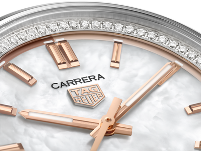 TAG Heuer Carrera Calibre 7 Mother of Pearl Dial Diamond Set Stainless Steel Womens Watch WBN231C.BA0001