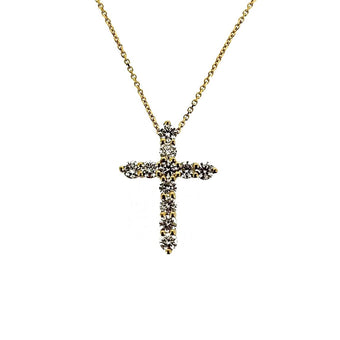 14ct Gold Diamond Set Cross Slider Pendant Necklace