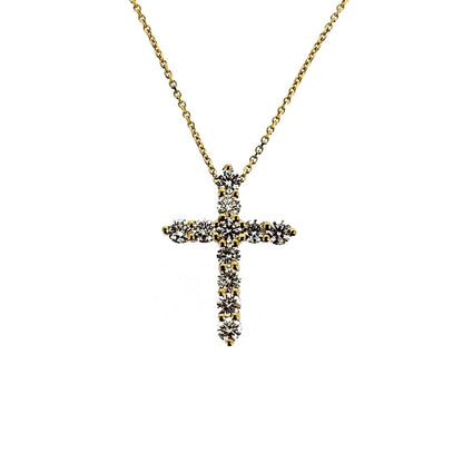 14ct Gold Diamond Set Cross Slider Pendant Necklace