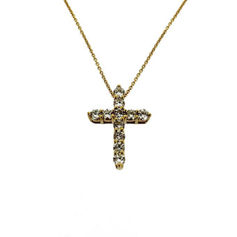 14ct Gold Diamond Set Cross Slider Pendant Necklace