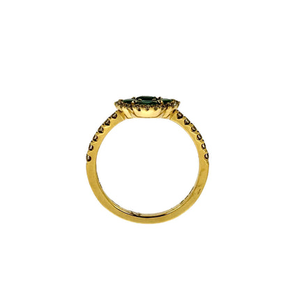 14ct Gold Emerald & Diamond Set Quatrefoil Cluster Ring