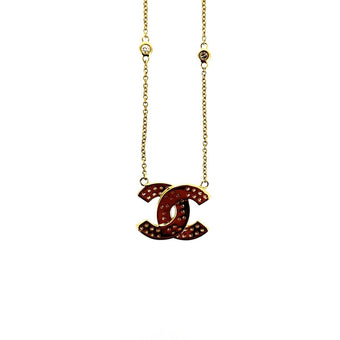 14ct Gold Interlocking Double C Diamond Set Pendant Necklace