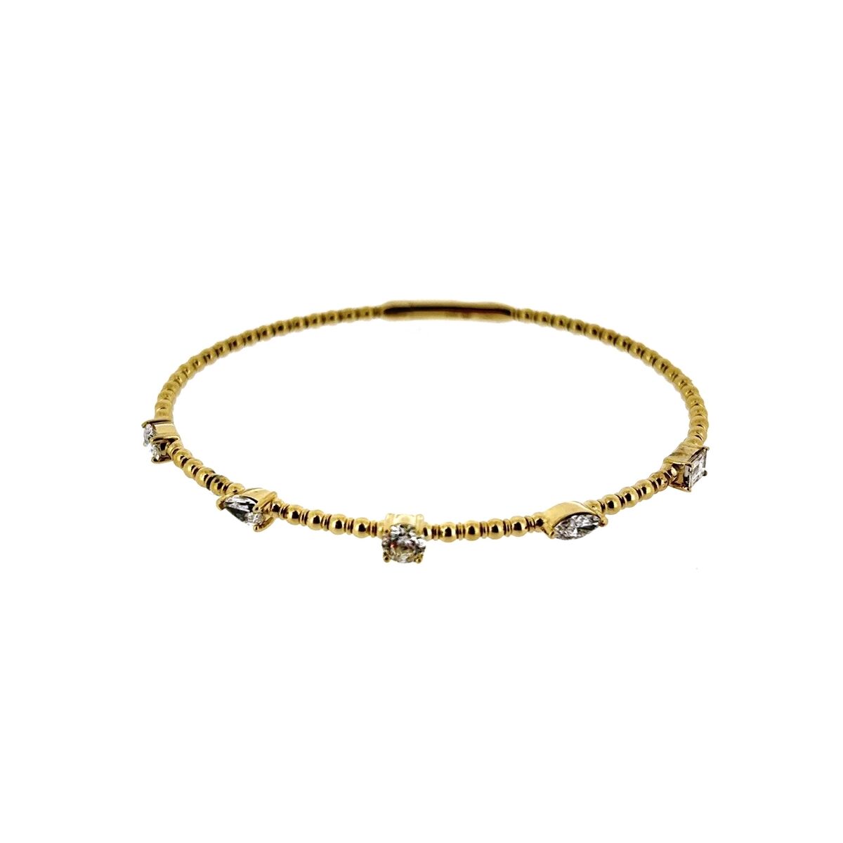 14ct Gold Multi-Cut Diamond Set Flexi Bangle