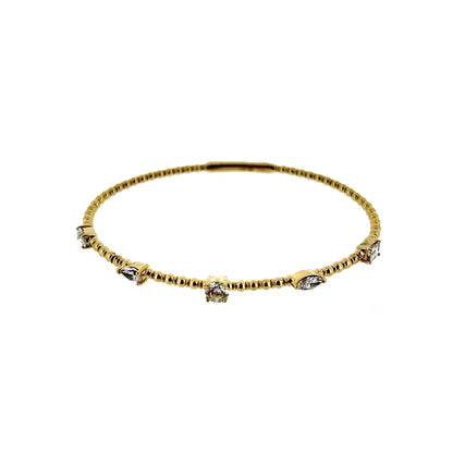 14ct Gold Multi-Cut Diamond Set Flexi Bangle